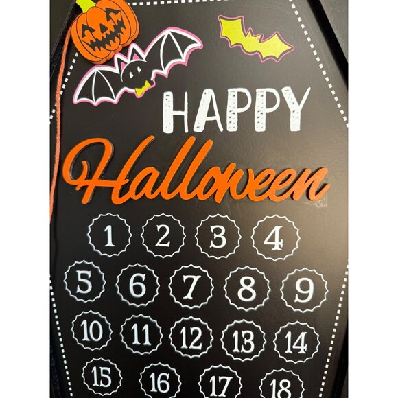 Ashland Halloween Countdown Calendar Coffin Shaped Wall Decor 22.5” Tall - Picture 2 of 12